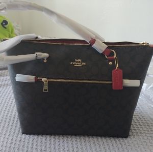 NWT Coach Red Trimmed Tote